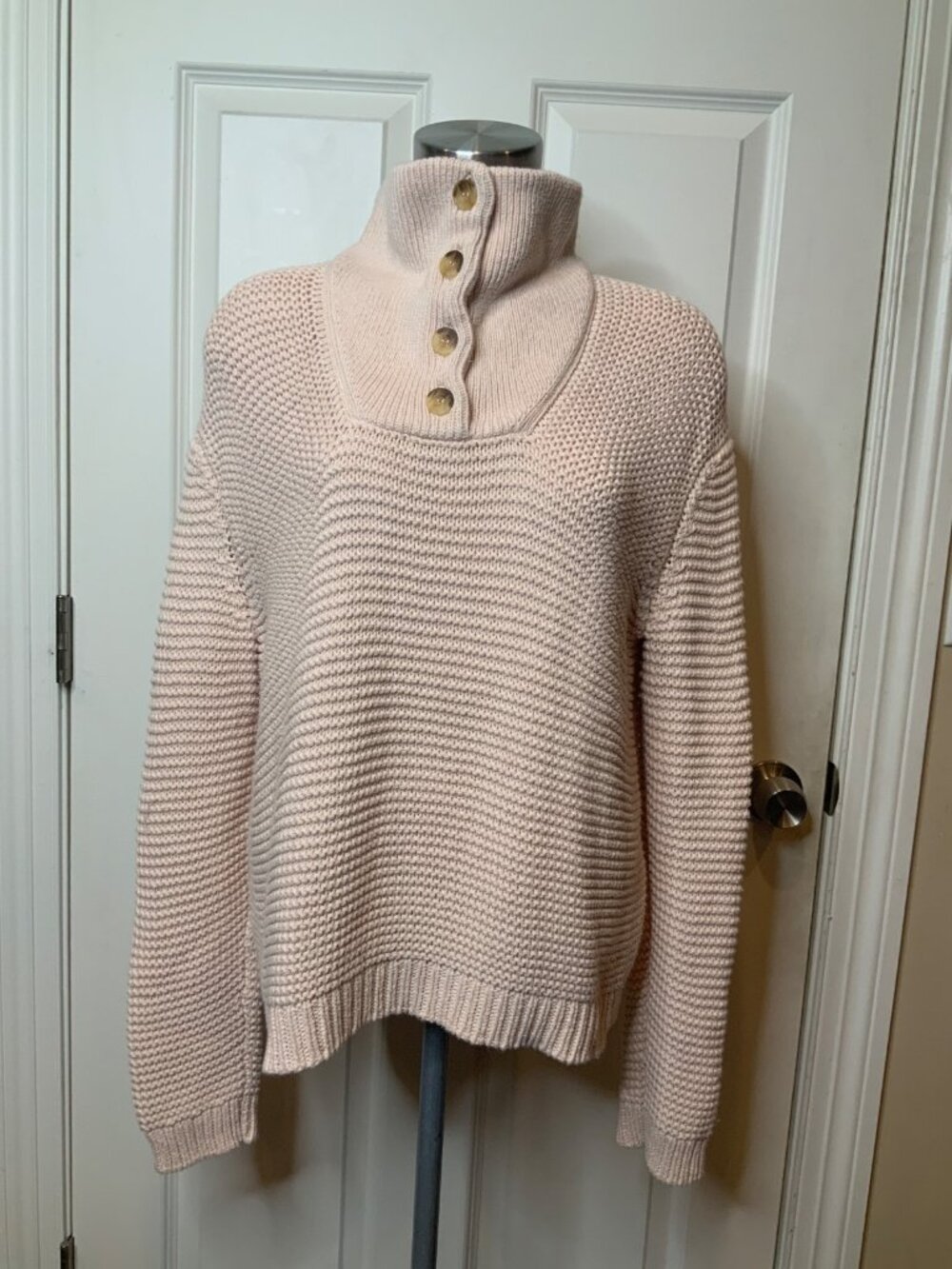 Alice Walk The Cotton Weekender Light Pink Button-Up Sweater, Size XL